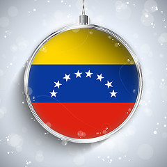 Image showing Merry Christmas Silver Ball with Flag Venezuela