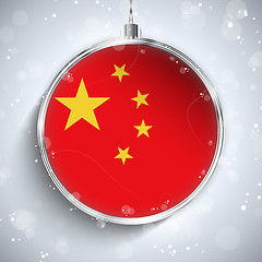 Image showing Merry Christmas Silver Ball with Flag China