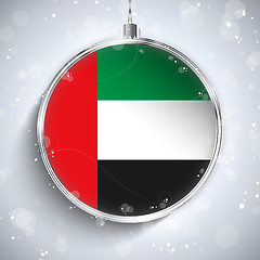 Image showing Merry Christmas Silver Ball with Flag Emirates