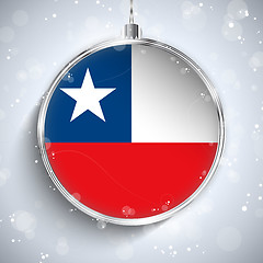 Image showing Merry Christmas Silver Ball with Flag Chile