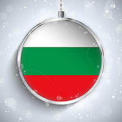 Image showing Merry Christmas Silver Ball with Flag Bulgaria