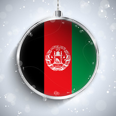 Image showing Merry Christmas Silver Ball with Flag Afghanistan