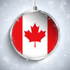 Image showing Merry Christmas Silver Ball with Flag Canada