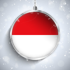 Image showing Merry Christmas Silver Ball with Flag Monaco