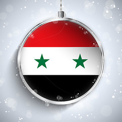 Image showing Merry Christmas Silver Ball with Flag Syria