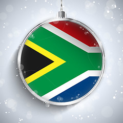Image showing Merry Christmas Silver Ball with Flag South Africa