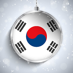 Image showing Merry Christmas Silver Ball with Flag South Korea