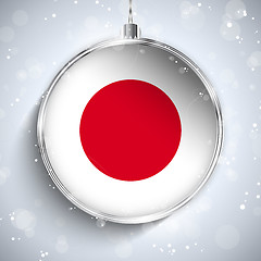 Image showing Merry Christmas Silver Ball with Flag Japan