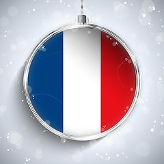 Image showing Merry Christmas Silver Ball with Flag France