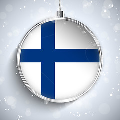 Image showing Merry Christmas Silver Ball with Flag Finland