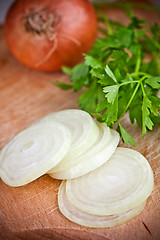 Image showing fresh onions and parsley