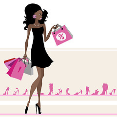 Image showing Woman with shopping bags.