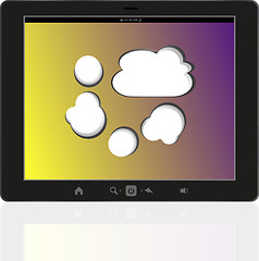 Image showing speech bubble on black tablet pc social, network concept