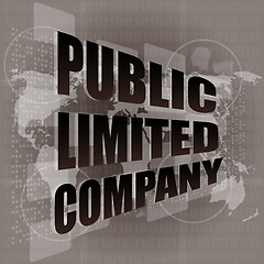 Image showing public limited company on digital touch screen