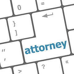 Image showing attorney word on keyboard key, notebook computer