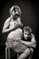 Image showing Loving happy couple, pregnant woman with her husband