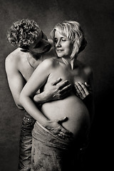 Image showing Loving happy couple, pregnant woman with her husband