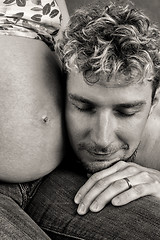 Image showing Loving happy couple, pregnant woman with her husband