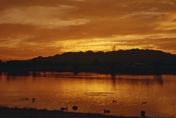 Image showing Lake at sunset