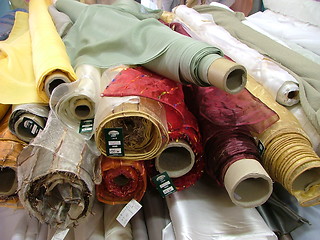 Image showing rolls of light fabric