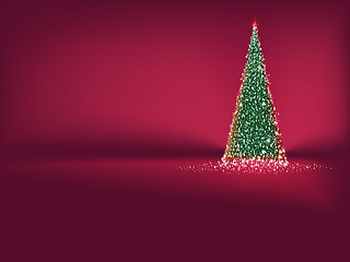 Image showing Abstract green christmas tree on red. EPS 10