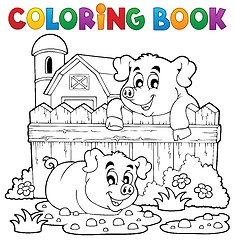 Image showing Coloring book pig theme 3