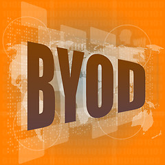 Image showing byod word on digital screen, mission control interface hi technology