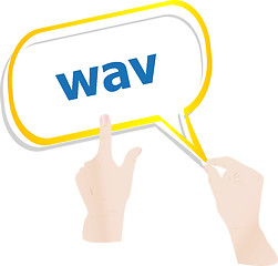 Image showing hands push word wav on speech bubbles