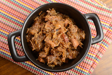 Image showing traditional polish sauerkraut (bigos) with mushrooms and plums f