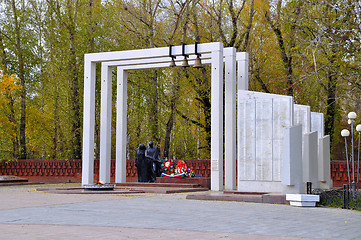 Image showing Monument Grieving mother and the young soldier. Tyumen