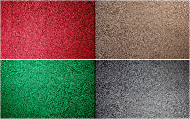 Image showing Set Of Leather Texture Made From Deer Skin (Red, Green, Black, B