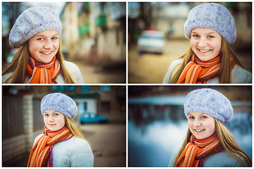 Image showing The Girl In A White Beret. Set Collage