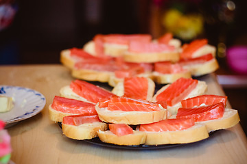 Image showing Sandwiches With Smoked Salmon 