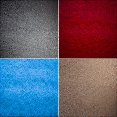 Image showing Set Of Leather Texture Made From Deer Skin (Red, Blue, Black, Be