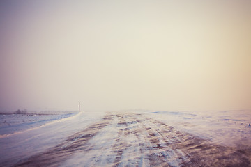 Image showing Snowy Land Road