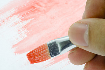 Image showing Abstract painting with red watercolor

