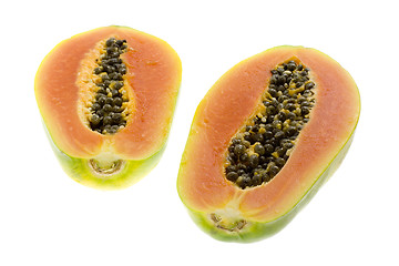 Image showing Two halves of a papaya

