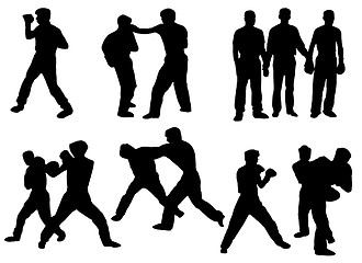 Image showing black silhouette of boxing people