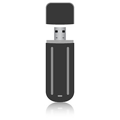 Image showing Black flash drive isolated on the white background. Vector illus