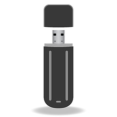 Image showing Black flash drive isolated on the white background. Vector illus