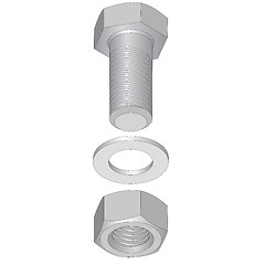 Image showing Stainless steel bolt and nut. Vector illustration.