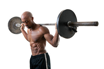 Image showing Standing Barbell Press Behind Neck