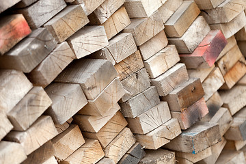 Image showing Stack of Old Lumber