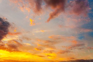 Image showing Yellow Blue Sunrise Sky With Sunlight