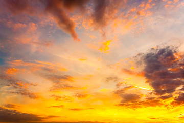 Image showing Yellow Blue Sunrise Sky With Sunlight