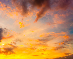 Image showing Yellow Blue Sunrise Sky With Sunlight