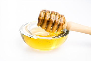 Image showing fresh honey with lemon and orange fruits