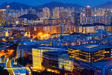 Image showing View of Downtown Kowloon Hongkong from the Beacon Hill.