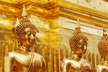 Image showing Gold face of Buddha statue in Doi Suthep temple, Chiang Mai, Tha