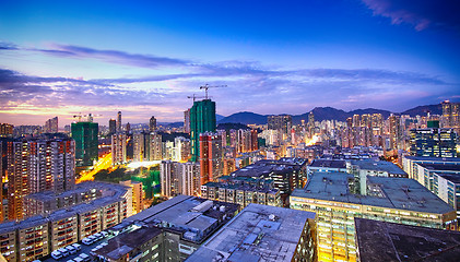 Image showing sunset in downtown area, hong kong